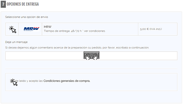 Opciones de entrega