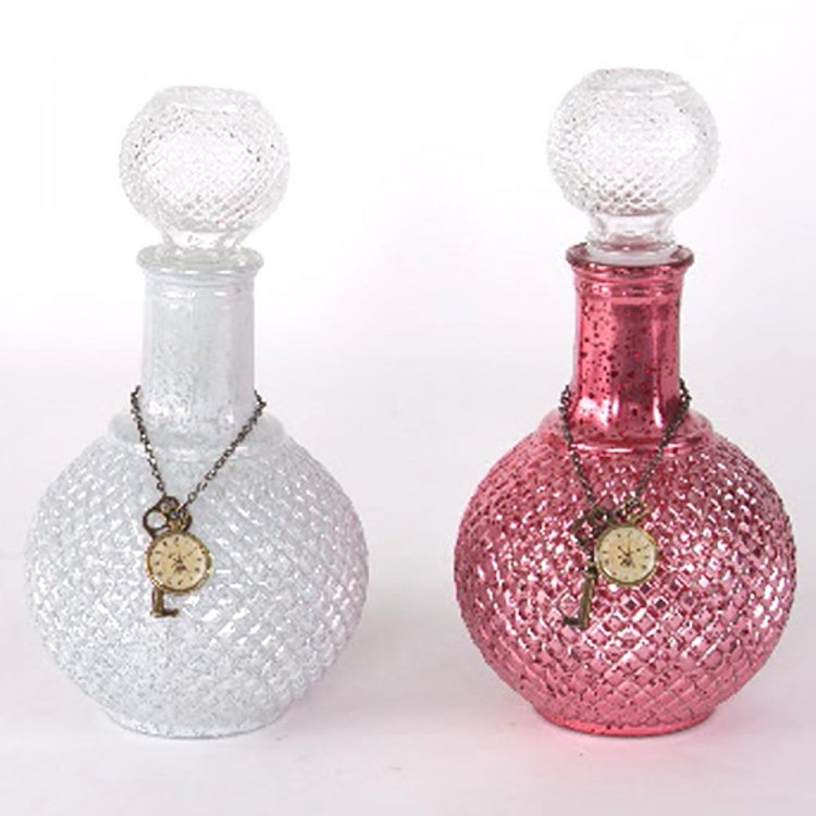 Vase vanité en cristal taillé avec l'horloge et de la clé (27x13)