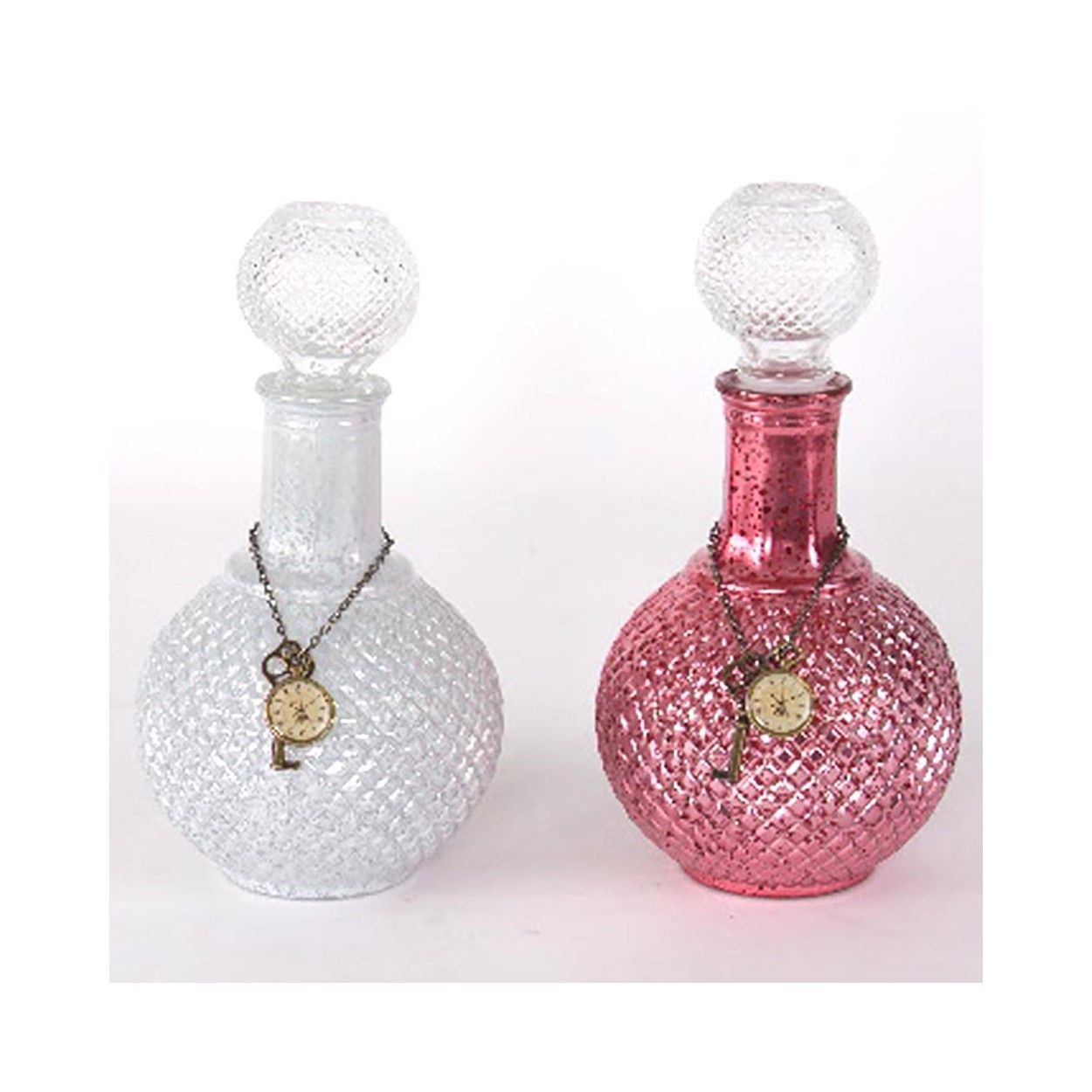 Vase vanité en cristal taillé avec l'horloge et de la clé (27x13)