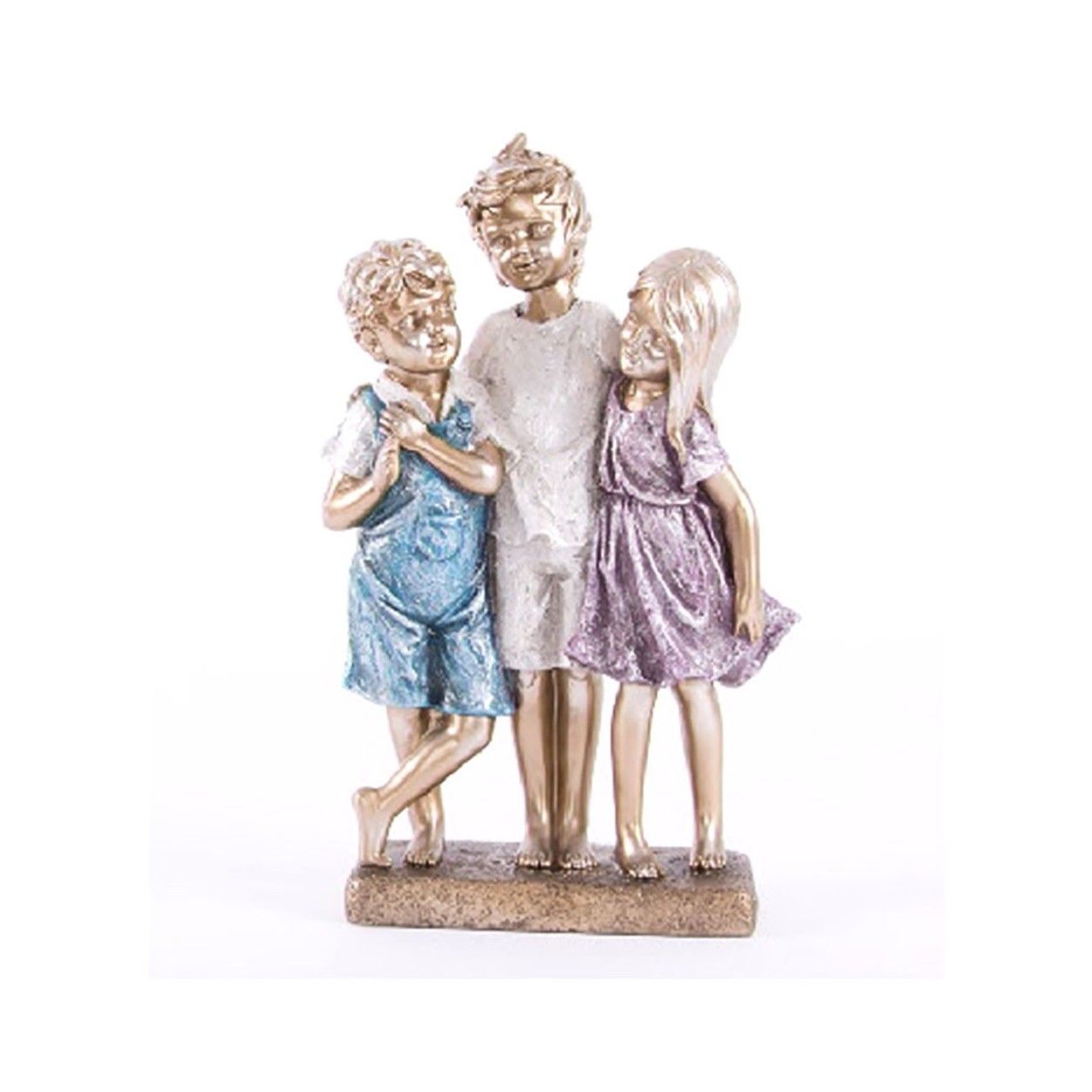 Figure trio des enfants avec le piédestal, de la résine (31x16x7)