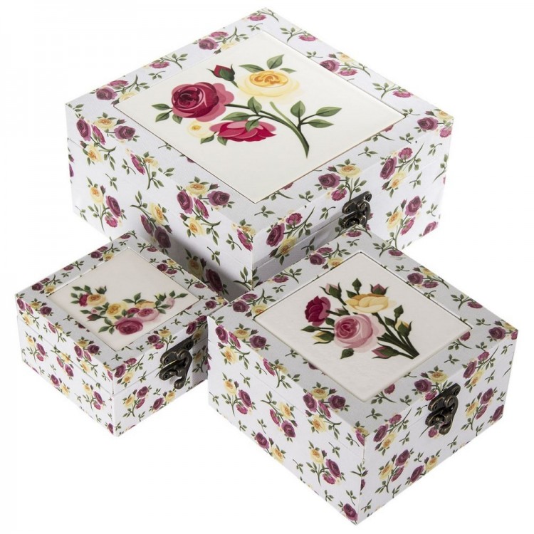 Set de 3 cajas de mdf/cerámica