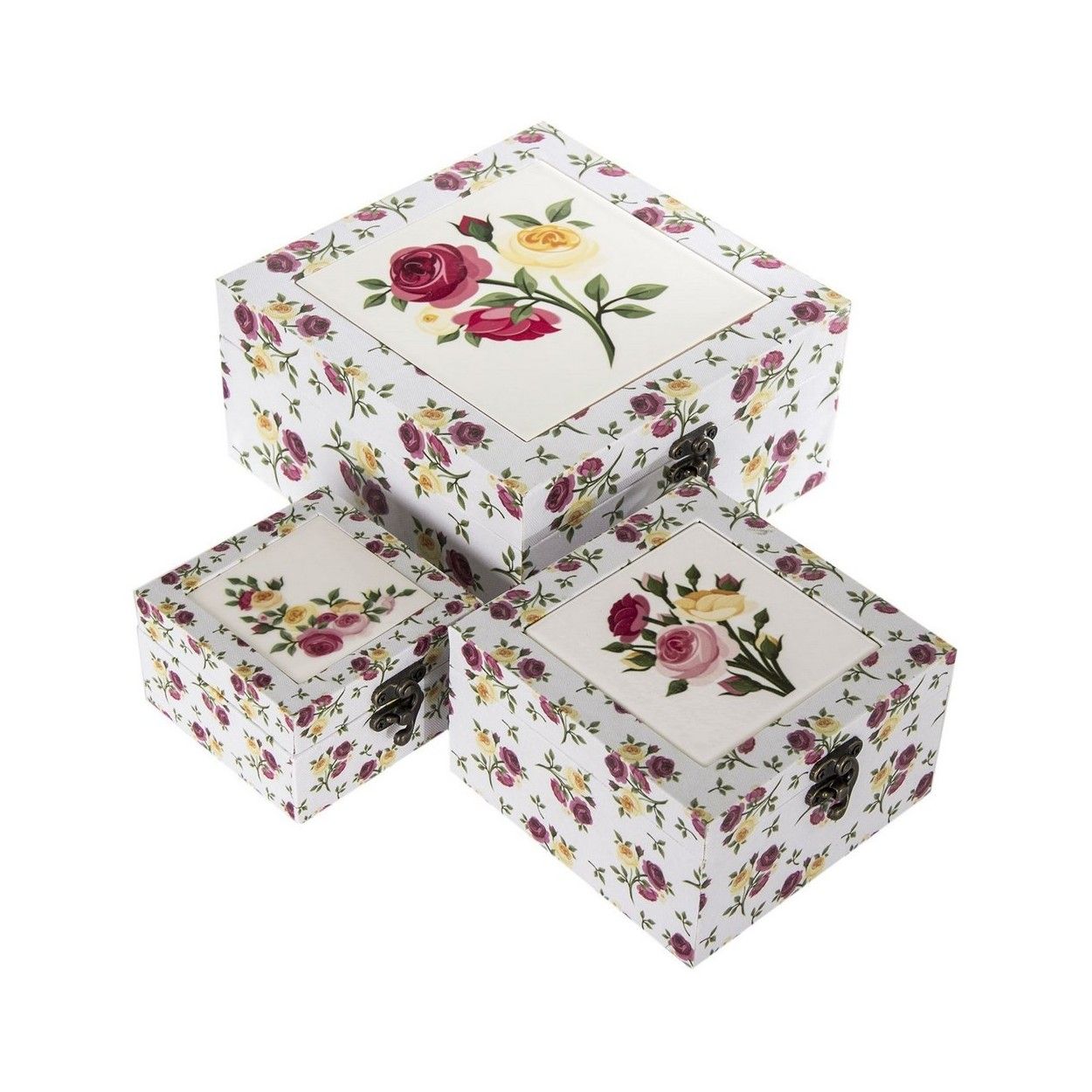 Set de 3 cajas de mdf/cerámica