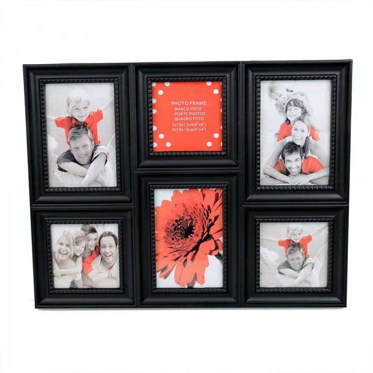 Marco multifotos para pared negro (44x34)