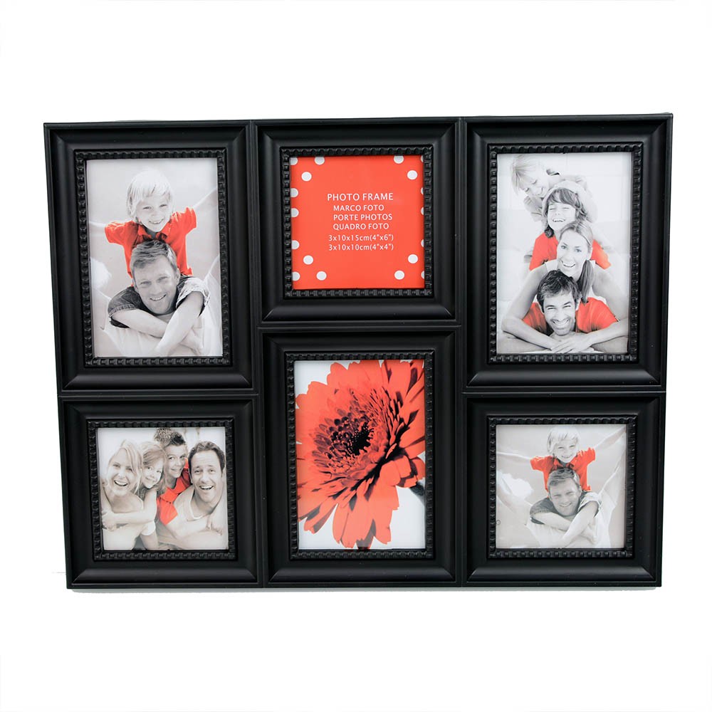 Marco multifotos para pared negro (44x34)