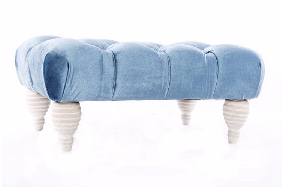 Mueble descalzador de terciopelo (52x35x25 cm). Azul