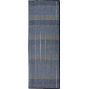 ALFOMBRA BAMBÚ CUADROS AZUL 75X180