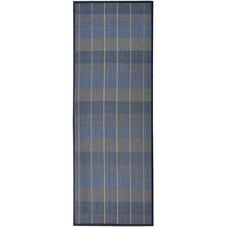 ALFOMBRA BAMBÚ CUADROS AZUL 75X180