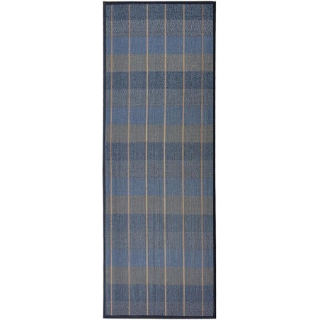 ALFOMBRA BAMBÚ CUADROS AZUL 75X180