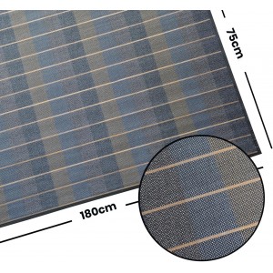 ALFOMBRA BAMBÚ CUADROS AZUL 75X180