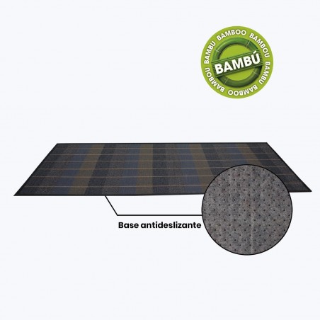 ALFOMBRA BAMBÚ CUADROS AZUL 75X180