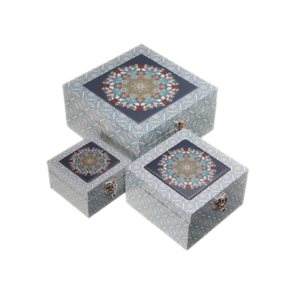 Caja cerámica-mdf. Set 3 cajas