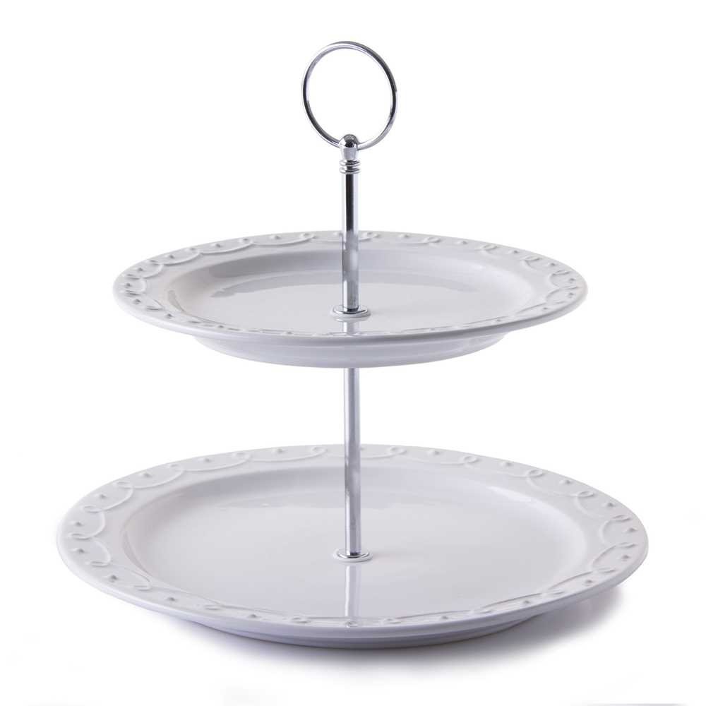 Bandeja de dos alturas en blanco