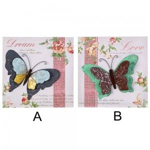 Cuadro mariposas en metal (28x3.5x28 cm)