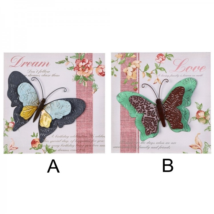 Cuadro mariposas en metal (28x3.5x28 cm)