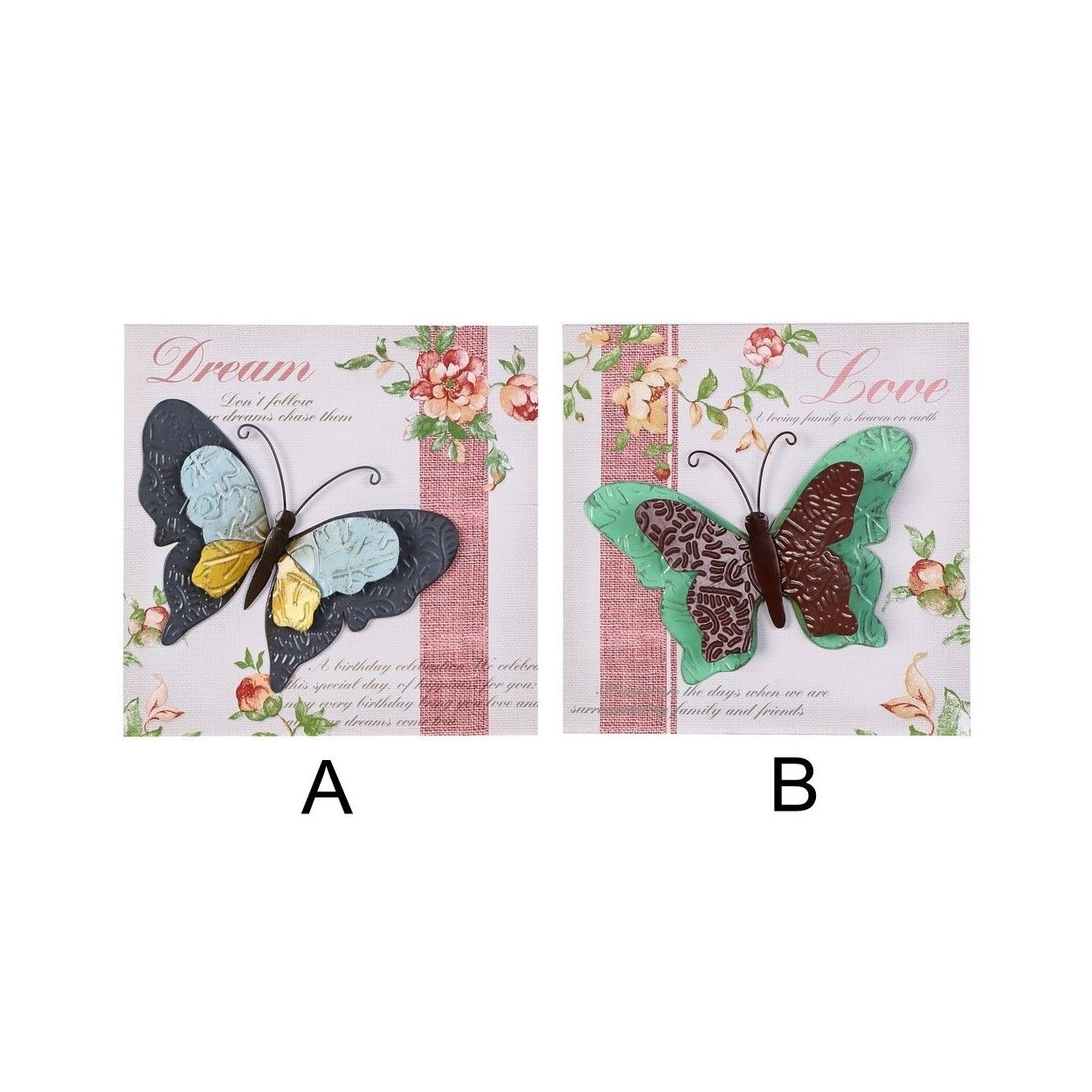 CUADRO DECORATIVO LIENZO IMPRESO CON MARIPOSA RELIEVE METAL 28X3,5X28CM
