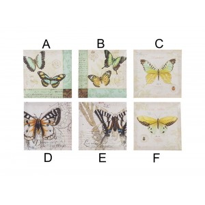 CUADRO DECORATIVO LIENZO MARIPOSAS 28X28CM