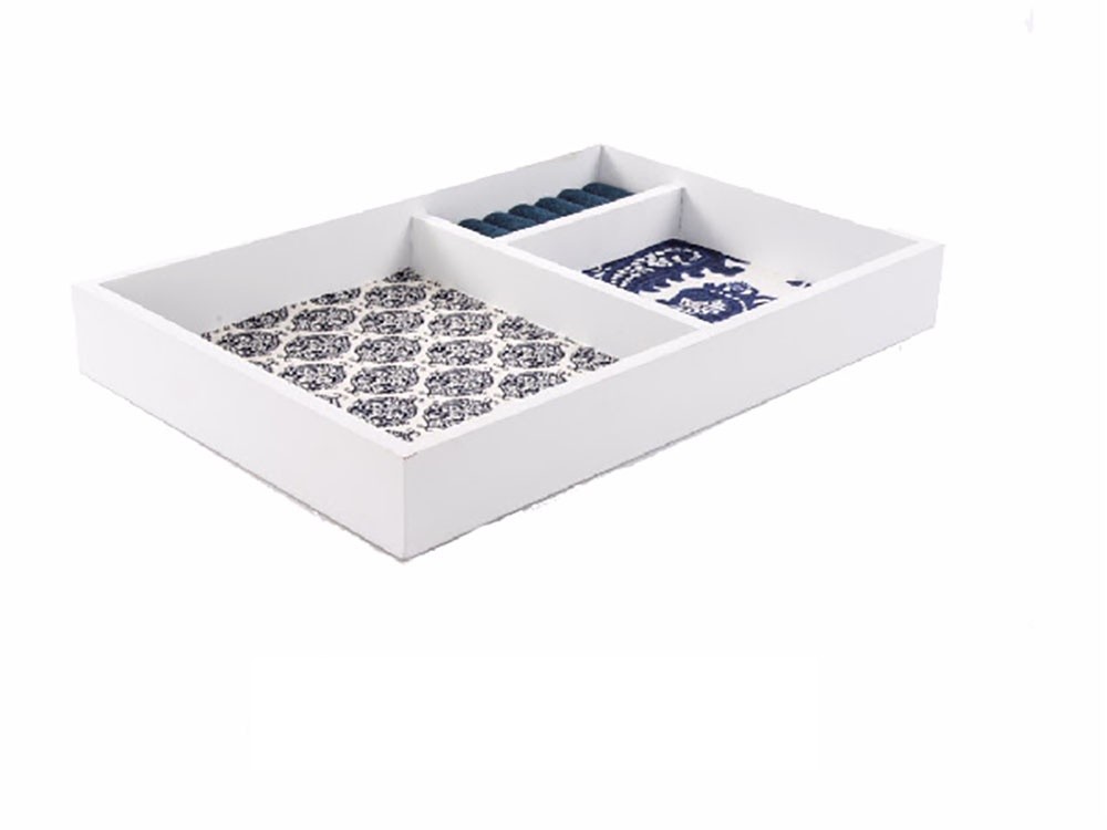 Joyero de madera y tela floral (34x23x4 cm)