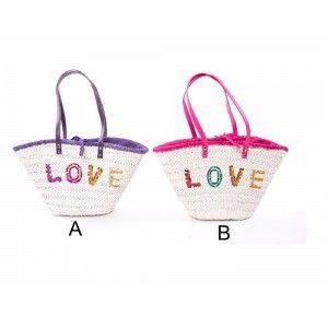 Bolso capazo de mimbre - Modelo "Love" (30x52x23 cm)