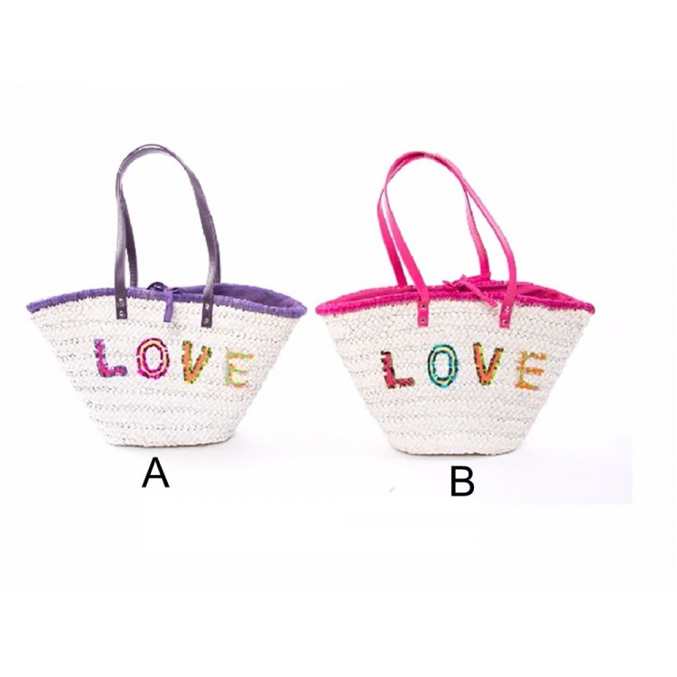 Bolso capazo de mimbre - Modelo "Love" (30x52x23 cm)