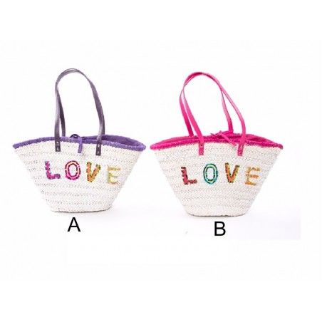 Bolso capazo de mimbre - Modelo "Love" (30x52x23 cm)