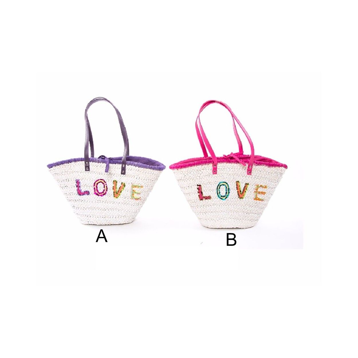 Bolso capazo de mimbre - Modelo "Love" (30x52x23 cm)