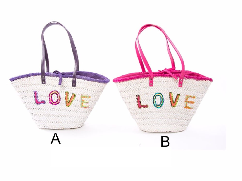 Bolso capazo de mimbre - Modelo "Love" (30x52x23 cm)