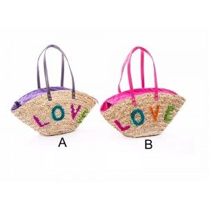 Bolso capazo de mimbre - Modelo "Love" (30x63x17 cm)