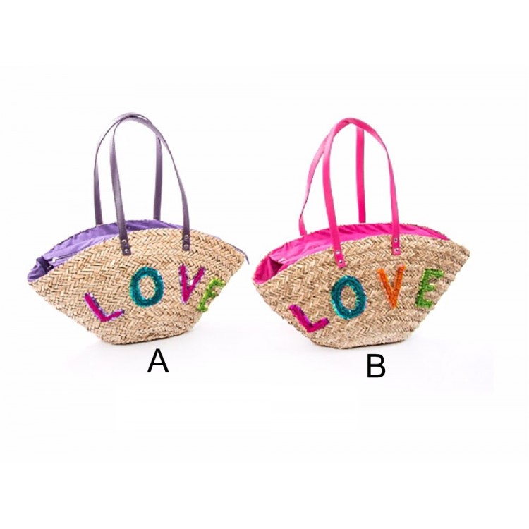Bolso capazo de mimbre - Modelo "Love" (30x63x17 cm)