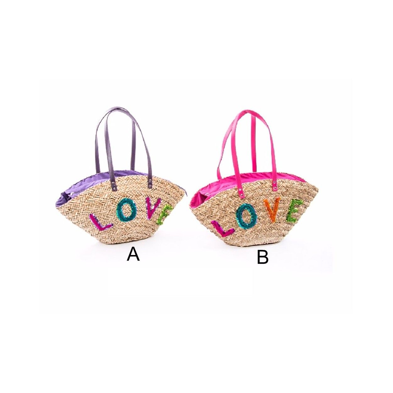 Bolso capazo de mimbre - Modelo "Love" (30x63x17 cm)
