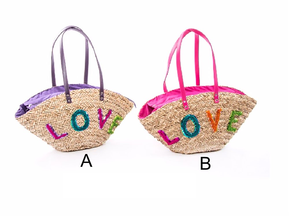 Bolso capazo de mimbre - Modelo "Love" (30x63x17 cm)