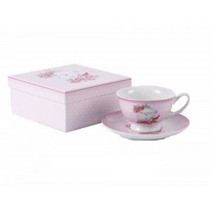 Taza y plato de porcelana con caja de regalo - Modelo jaula