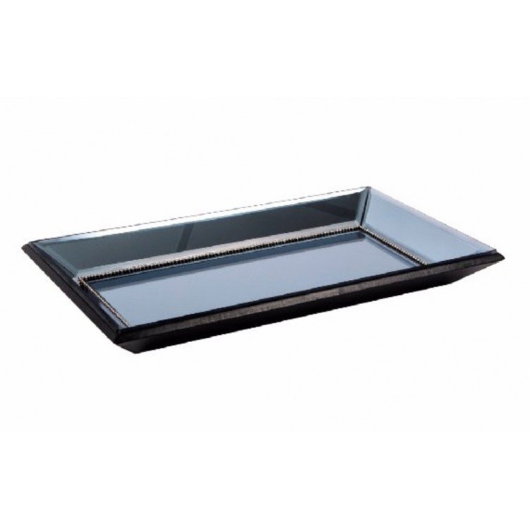 Bandeja de madera y cristal (34x18.5x3.5 cm)