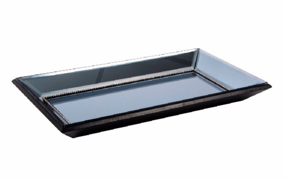 Bandeja de madera y cristal (34x18.5x3.5 cm)
