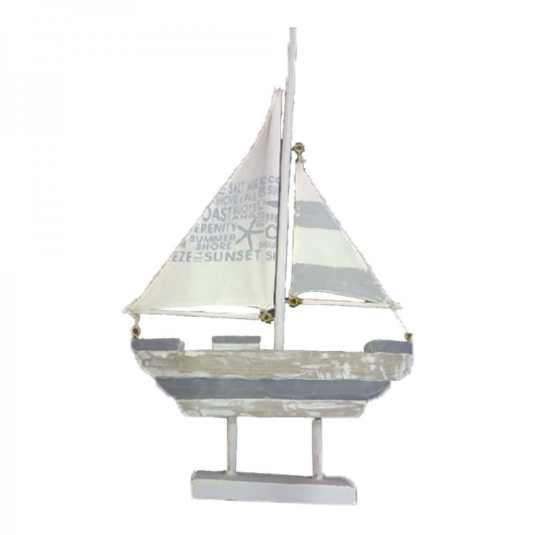 Velero de madera y tela (41x9x71 cm)