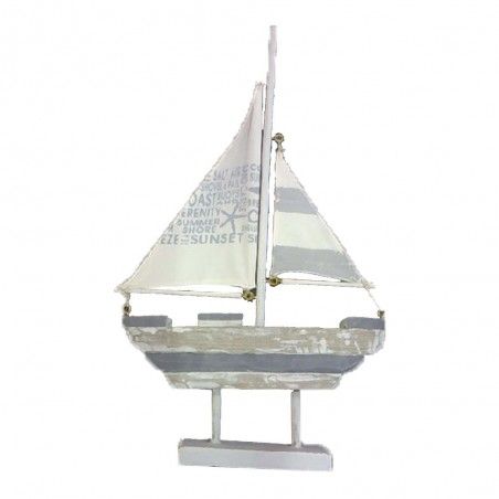 Velero de madera y tela (41x9x71 cm)