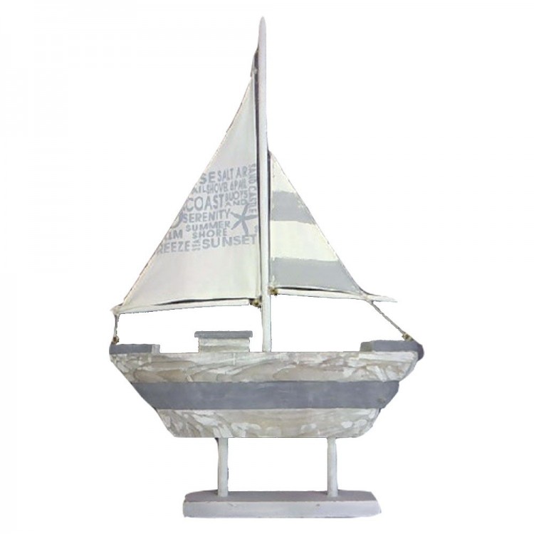 Velero de madera y tela (55x7x31 cm)