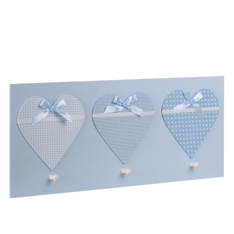 Percha infantil azul madera (72x30x3,50)