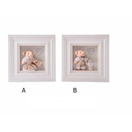 Cuadro en madera con peluche (31x31x5)