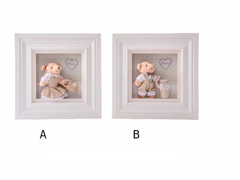 Cuadro en madera con peluche (31x31x5)