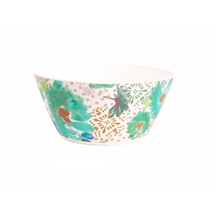 Bol para ensalada de bambú reciclado - Modelo floral (25.5x11.5 cm)