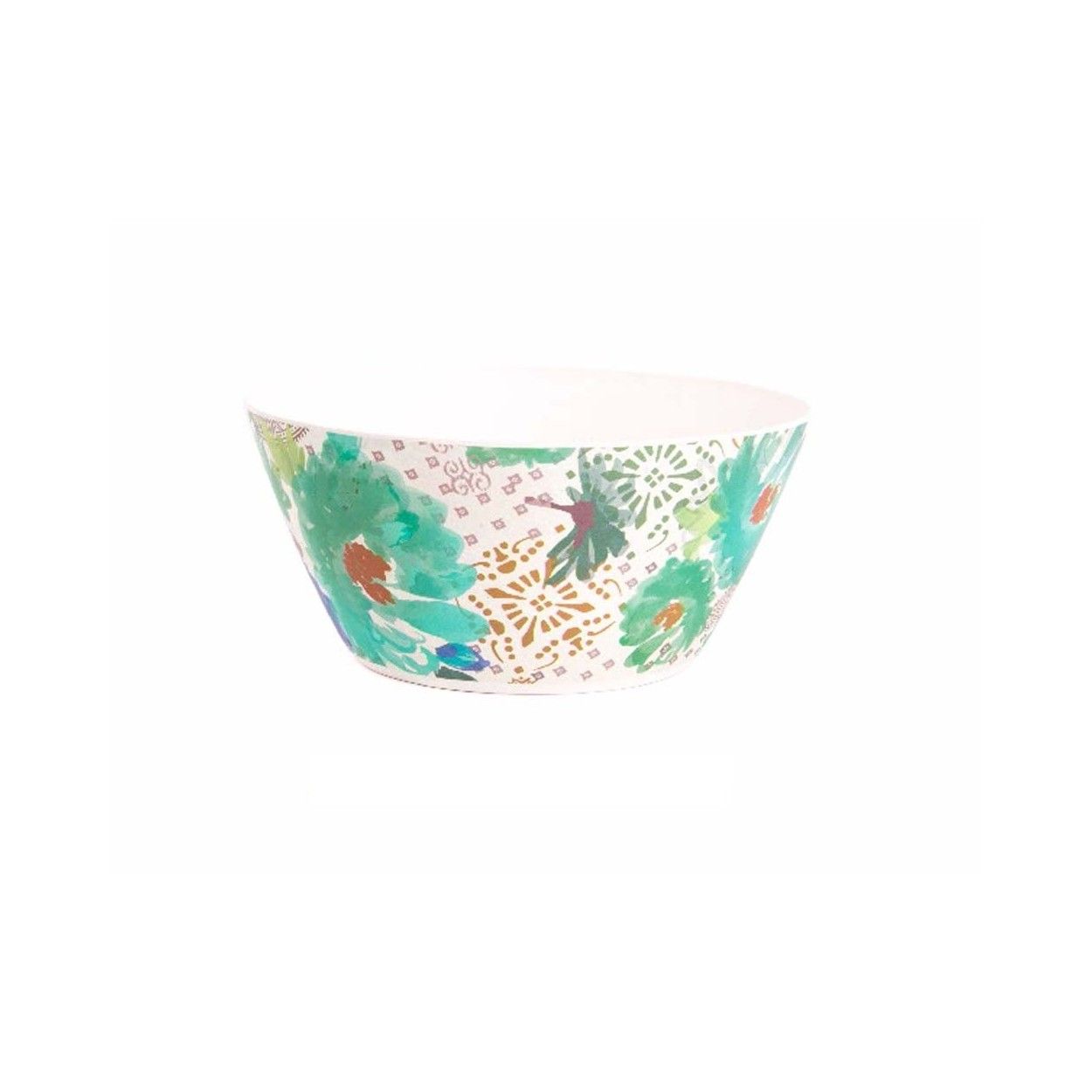 Bol para ensalada de bambú reciclado - Modelo floral (25.5x11.5 cm)