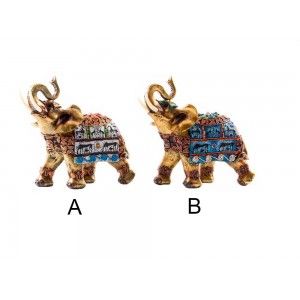 Figura elefante en resina - Modelo étnico (25x12x23 cm)