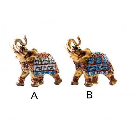 Figura elefante en resina - Modelo étnico (25x12x23 cm)
