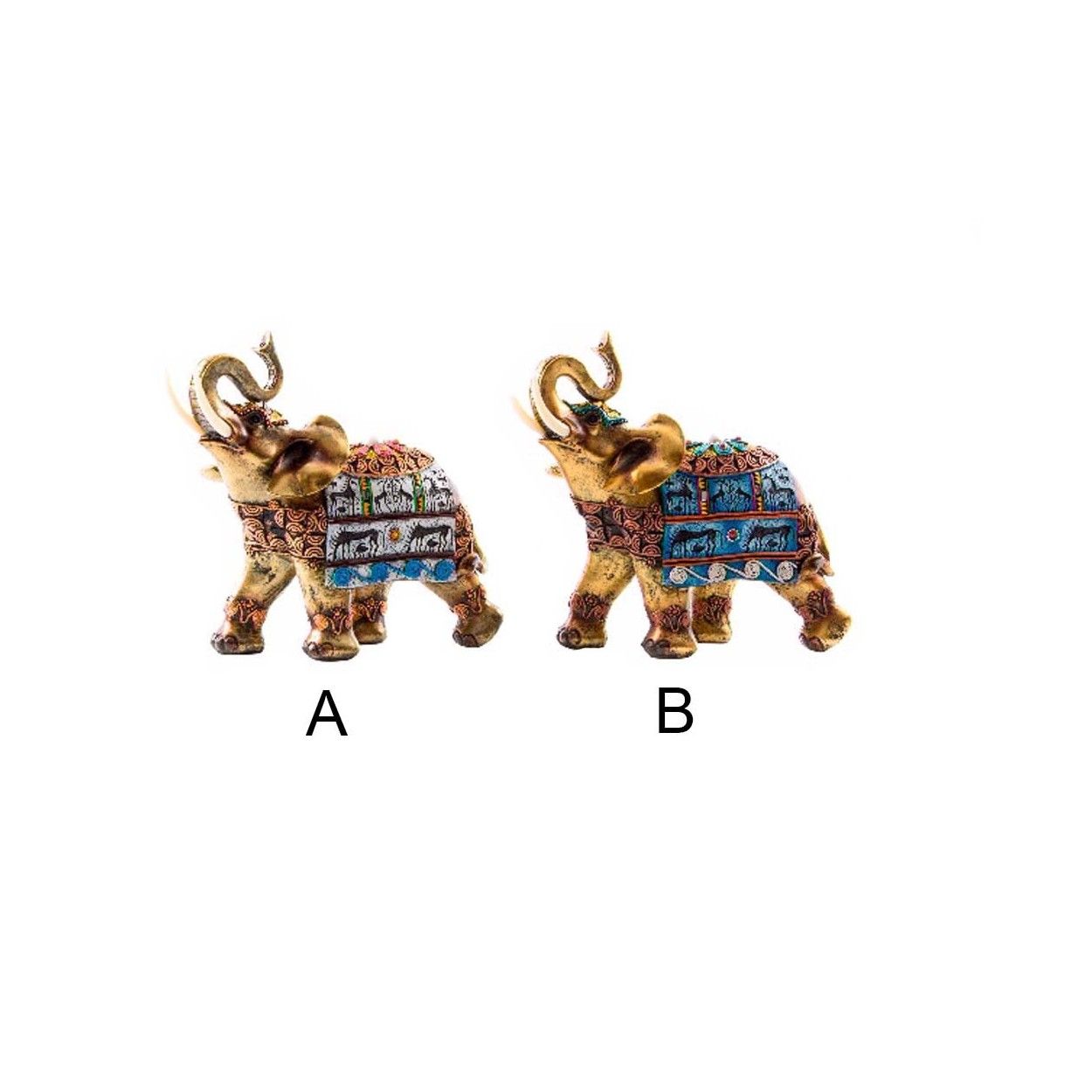 Figura elefante en resina - Modelo étnico (25x12x23 cm)