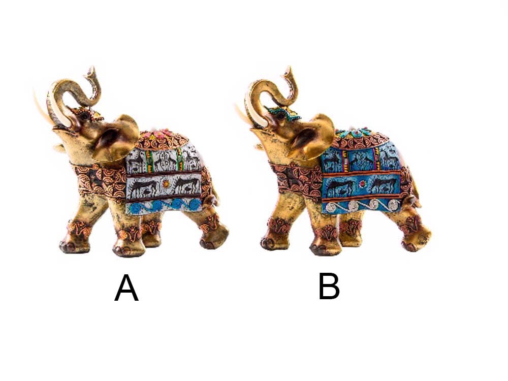 Figura elefante en resina - Modelo étnico (25x12x23 cm)