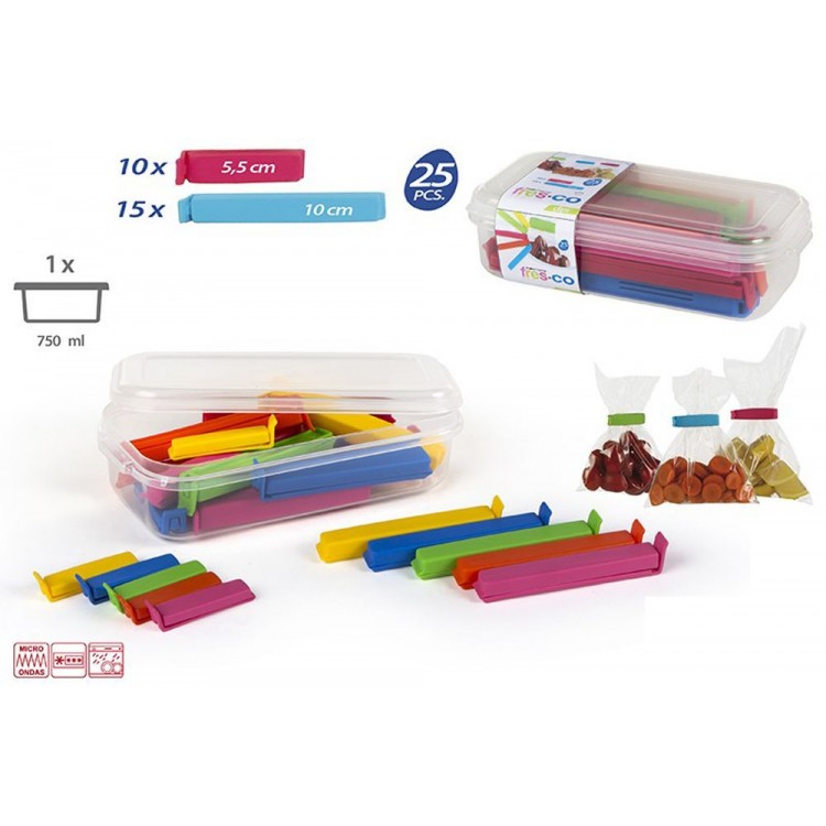 Set 25 pinzas de cierre para bolsas
