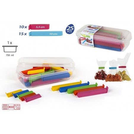 Set 25 pinzas de cierre para bolsas