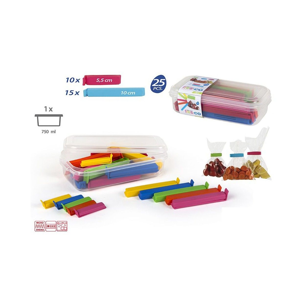 Set 25 pinzas de cierre para bolsas