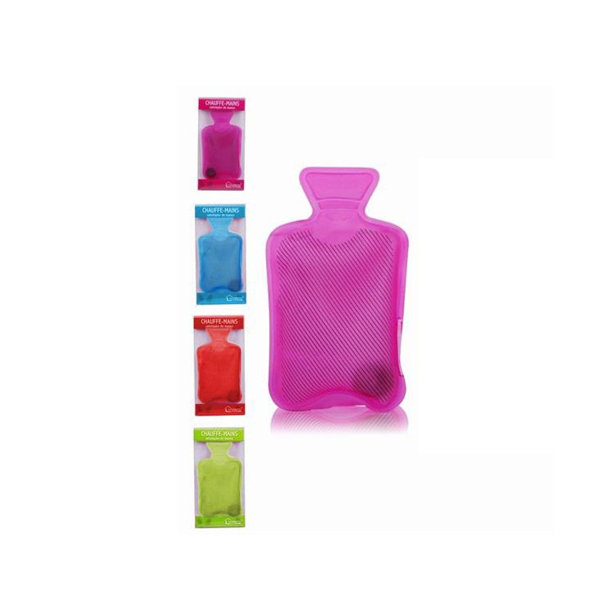 Calienta Manos forma de Botella 4 colores (rosa,rojo,azul y verde) 11.5x6.5 cm)