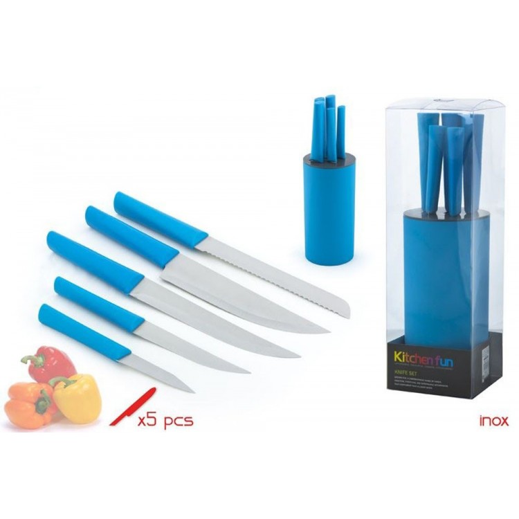 Set de 5 cuchillos con soporte - Color azul